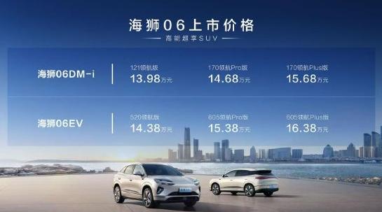 比亞迪海獅06上市：全系搭載天神之眼C、云輦-C，售價(jià)13.98萬(wàn)-16.38萬(wàn)元